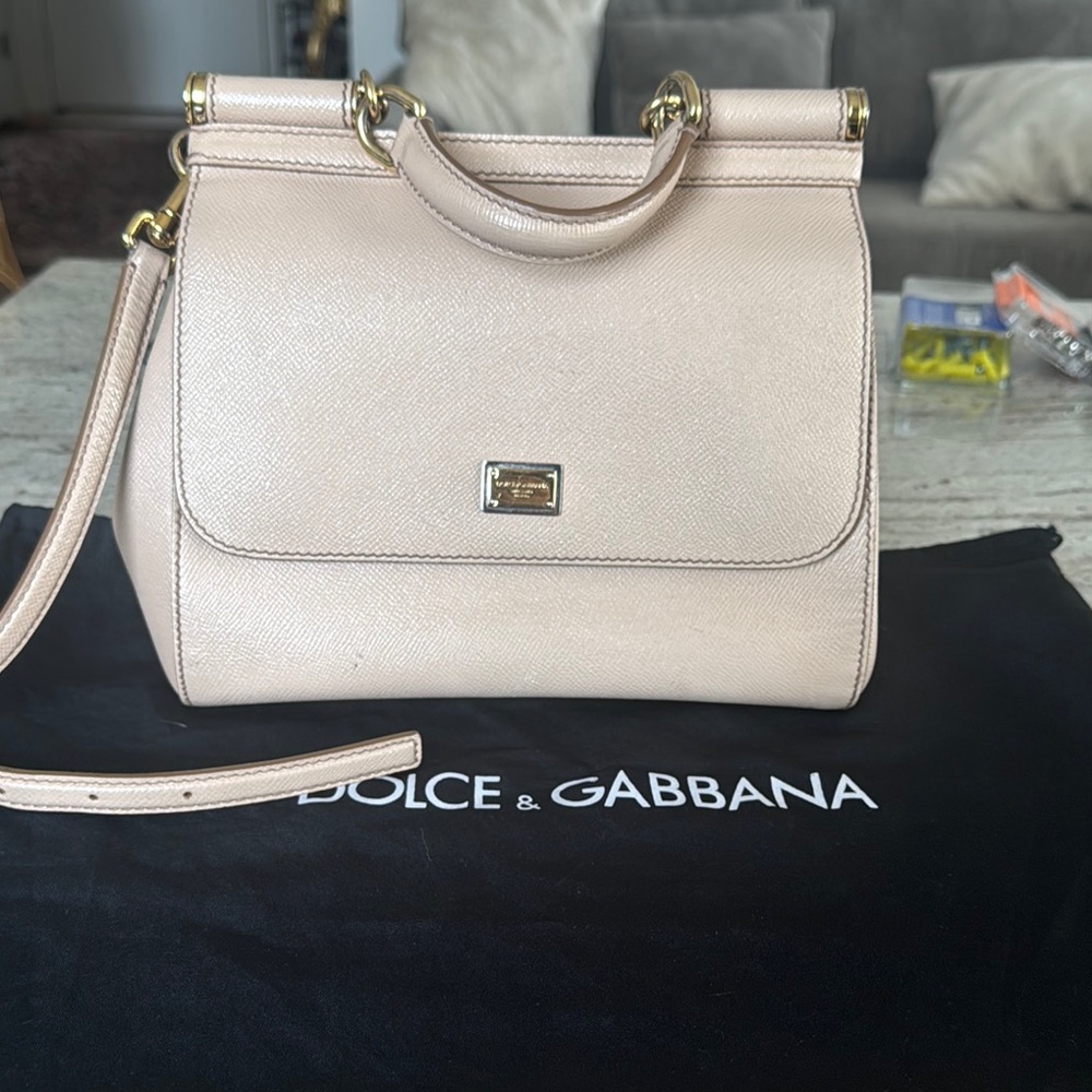 Dolce & Gabbana Cream Satchel Bag with Structured Design